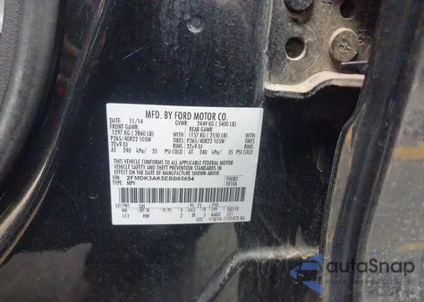 2014 Ford Edge Sport from USA, damaged, VIN 2FMDK3AK5EBB65654